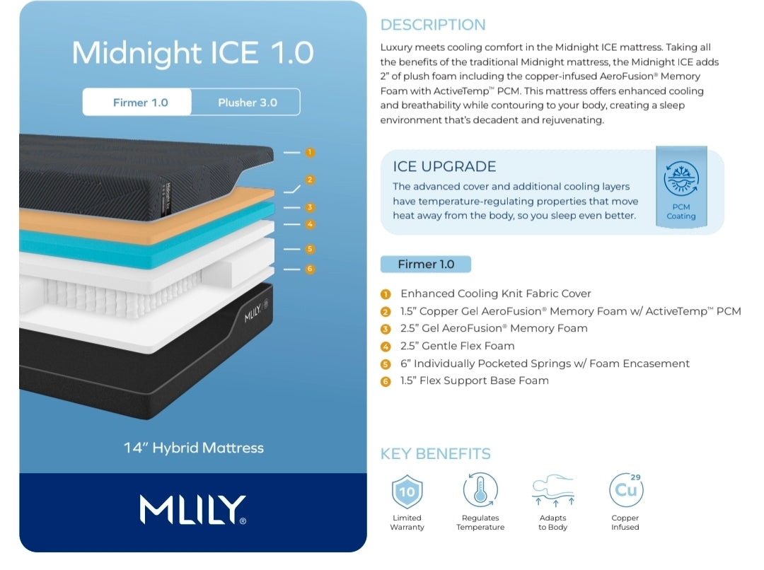 Mlily Midnight Ice 1.0 Firm (Shipping Included)